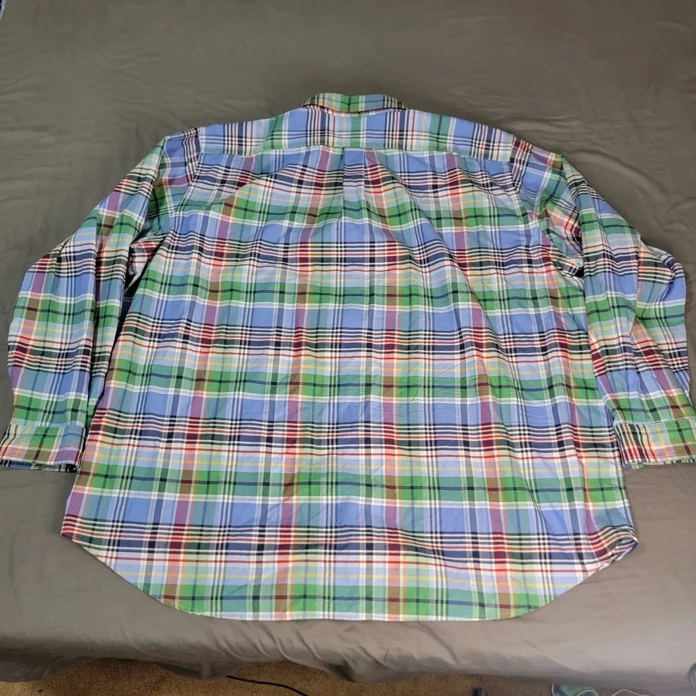 Polo Ralph Lauren Shirt Mens 3XB Multicolored Plaid Button Down SS Flesh Pony